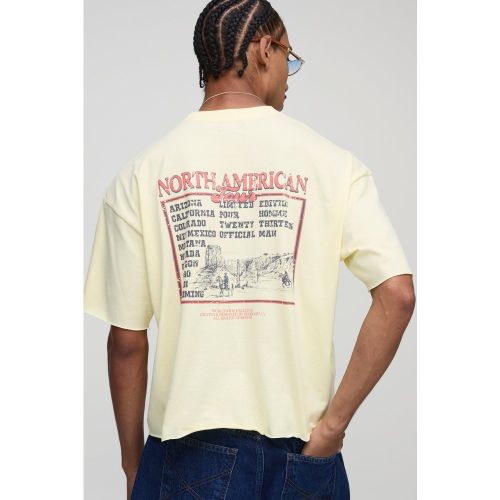 Oversized Shrunken Landscape Graphic Distressed T-Shirt - S - Boohooman - Modalova