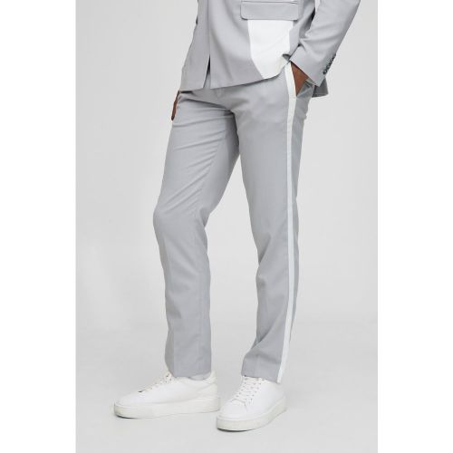 Slim Fit Contrast Panel Tailored Trouser - 28 - Boohooman - Modalova
