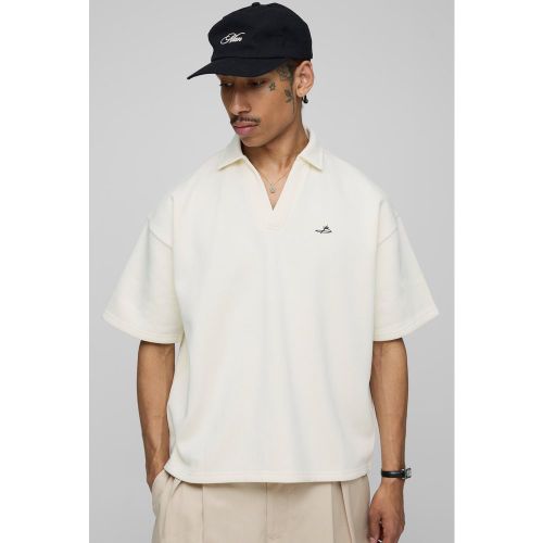 Polo de rugby oversize à manches courtes et broderie B homme - S - Boohooman - Modalova