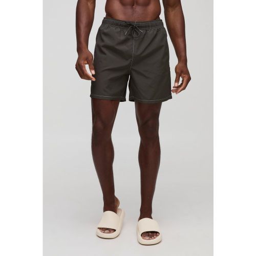 Short de bain mi-long à coutures contrastantes - S - Boohooman - Modalova