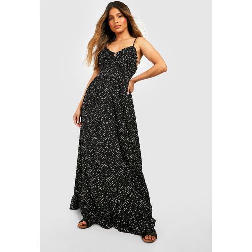 Robe Longue Froncée À Volants Et Pois - 38 - boohoo - Modalova