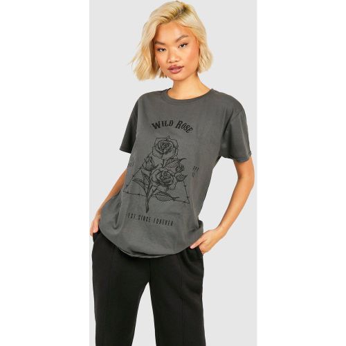 T-Shirt Délavé Imprimé - L - boohoo - Modalova