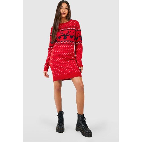 Robe Pull De Noël À Imprimé Coeur - S - boohoo - Modalova