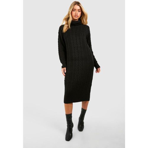 Robe Pull Mi-Longue À Col Roulé En Maille Torsadée - M - boohoo - Modalova