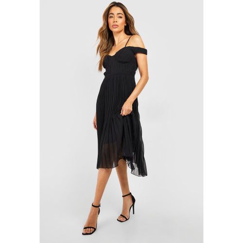 Robe Mi-Longue Effet Plissé À Épaules Ajourées - 42 - boohoo - Modalova