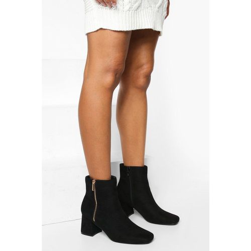 Bottes À Talon Block Et Détail Zippé - Pointure Large - 40 - boohoo - Modalova