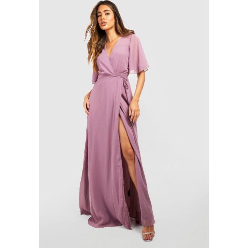 Maternité - Robe De Demoiselle D'Honneur Croisée En Mousseline De Soie À Manches Volantées - 36 - boohoo - Modalova