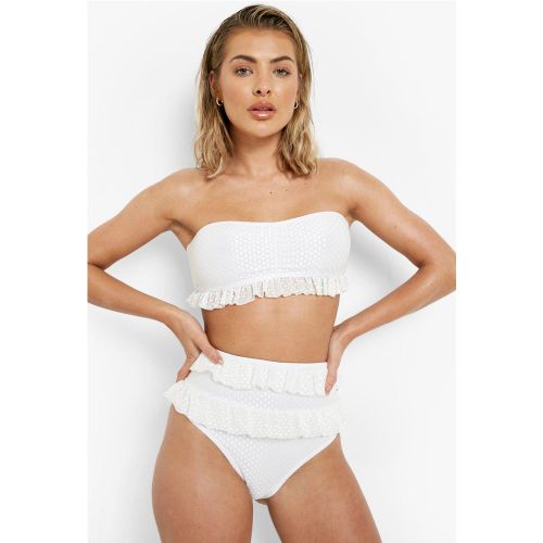 Top De Bikini Style Bandeau À Imprimé Pois - 38 - boohoo - Modalova