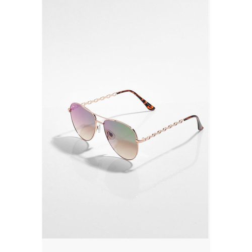 Lunettes De Soleil Style Aviateur Avec Détail Style Chaîne - One Size - boohoo - Modalova