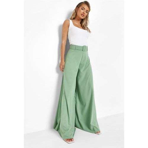Pantalon Large En Tissu Crêpe À Ceinture - 38 - boohoo - Modalova