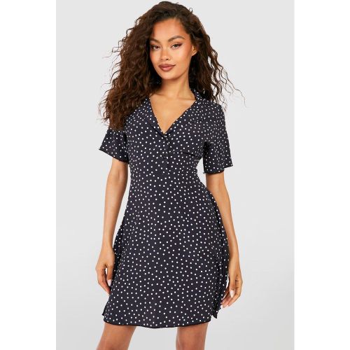 Robe Patineuse À Pois Effet Chemise - 42 - boohoo - Modalova