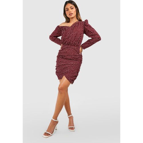Robe Asymétrique Froncée À Imprimé Pois - 34 - boohoo - Modalova