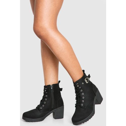 Bottines Motardes À Boucle Et À Lacets - 4 - boohoo - Modalova