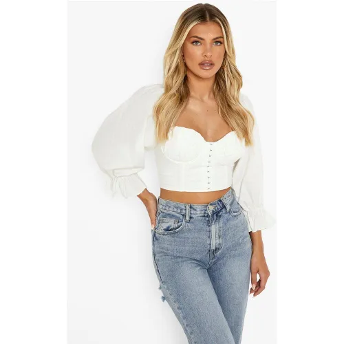 Top À Col Bateau Et Manches Volumineuses - 34 - boohoo - Modalova