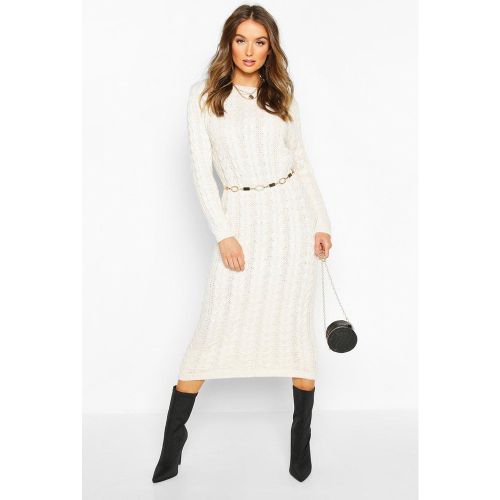 Robe Pull Mi-Longue En Maille Torsadée - S - boohoo - Modalova
