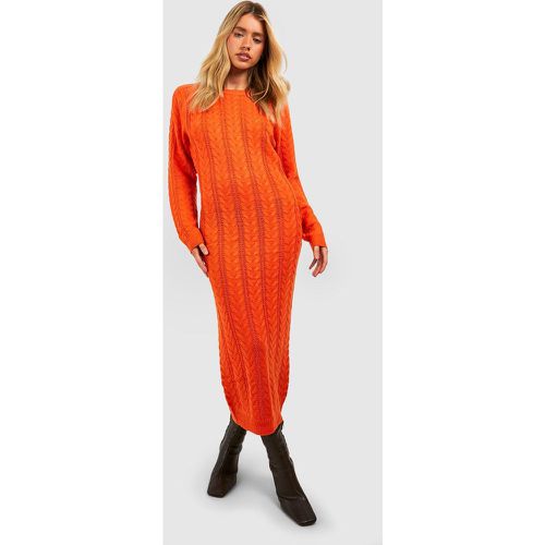 Robe Pull Mi-Longue En Maille Torsadée - S - boohoo - Modalova