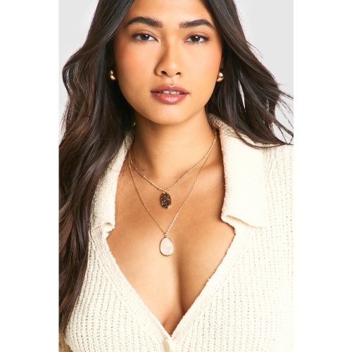 Collier Superposé À Médaillon Et Pendentif Nacré - One Size - boohoo - Modalova