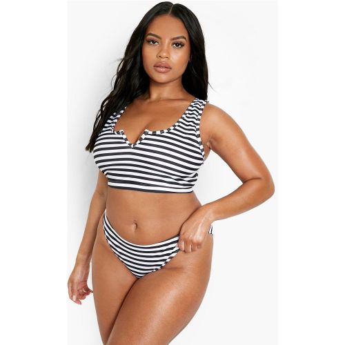 Grande Taille - Haut De Maillot De Bain Brassière À Encoche Et Imprimé Nautique - 56 - boohoo - Modalova