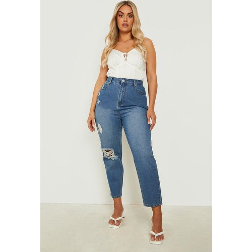 Grande Taille - Jean Basique Taille Haute À Déchirures - 44 - boohoo - Modalova