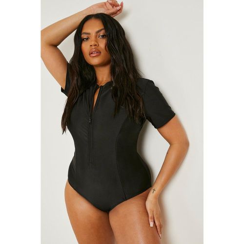 Grande Taille - Maillot De Bain Zippé - 50 - boohoo - Modalova