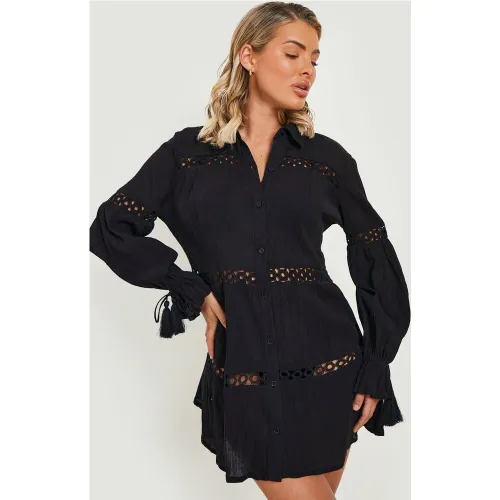 Robe De Plage En Dentelle À Franges - S - boohoo - Modalova