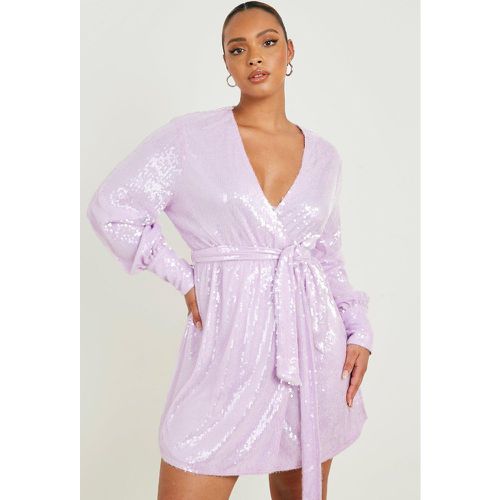 Grande Taille - Robe Portefeuille À Paillettes - 46 - boohoo - Modalova