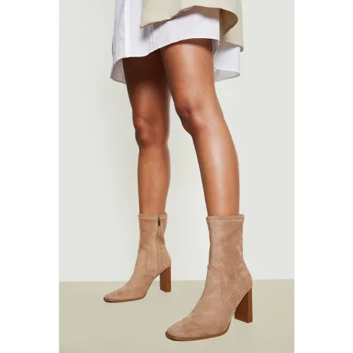 Bottines Chaussettes Carrées À Talon - 37 - boohoo - Modalova