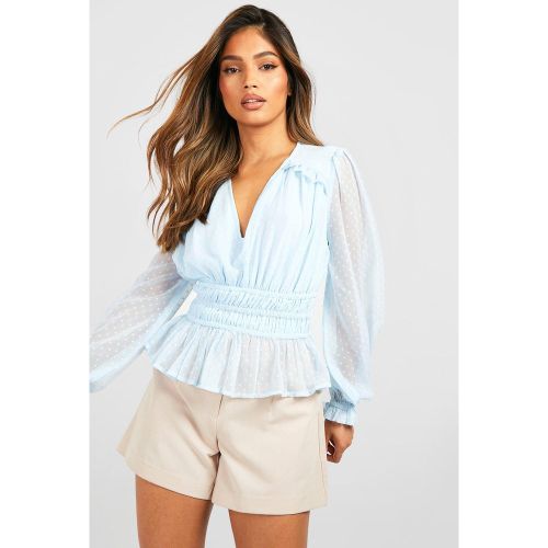 Blouse Plumetis En Mesh À Manches Longues - 34 - boohoo - Modalova
