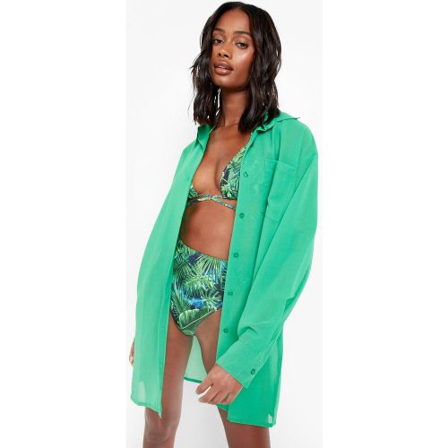 Robe Chemise De Plage En Mousseline De Soie - S - boohoo - Modalova