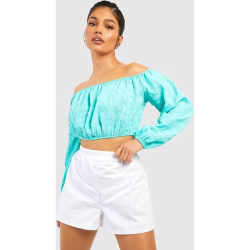 Crop Top Texturé À Col Bateau - 44 - boohoo - Modalova