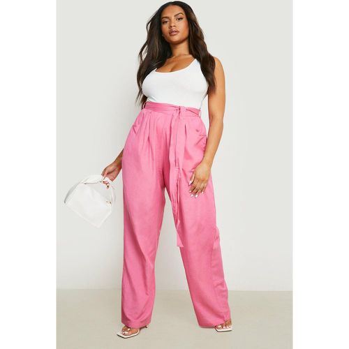 Grande Taille - Pantalon Large Effet Lin À Ceinture - 50 - boohoo - Modalova