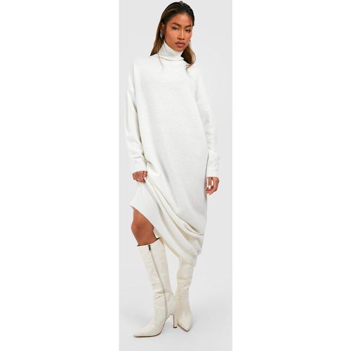 Robe Pull Longue À Col Roulé En Maille Fine - Blanc Écru - 40, Blanc Écru - boohoo - Modalova