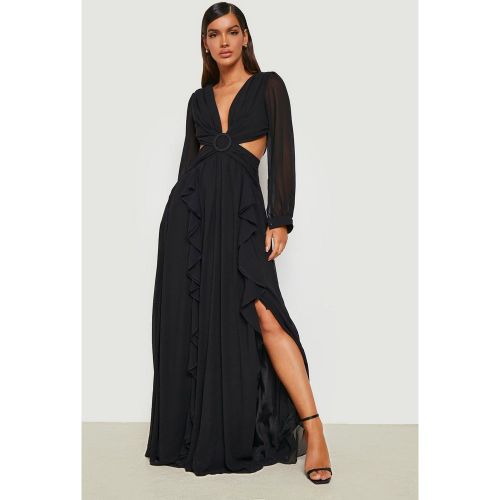 Robe Longue En Mousseline De Soie À Volants - 36 - boohoo - Modalova