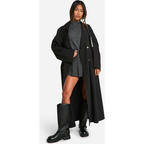 Trench Croisé - Noir - 40, Noir - boohoo - Modalova