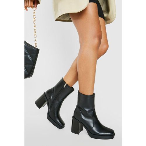 Bottes À Plateforme Et Talon Carré - 37 - boohoo - Modalova