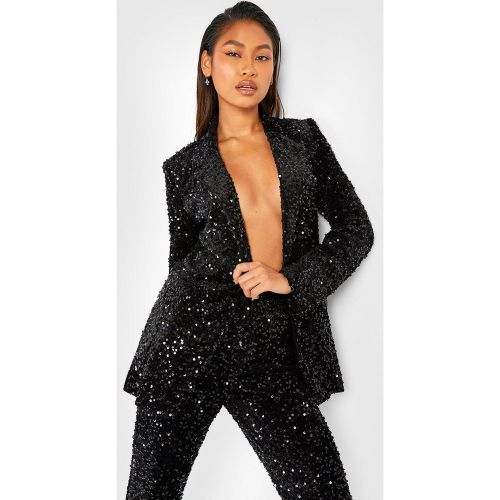 Blazer Pailleté En Velours - 34 - boohoo - Modalova