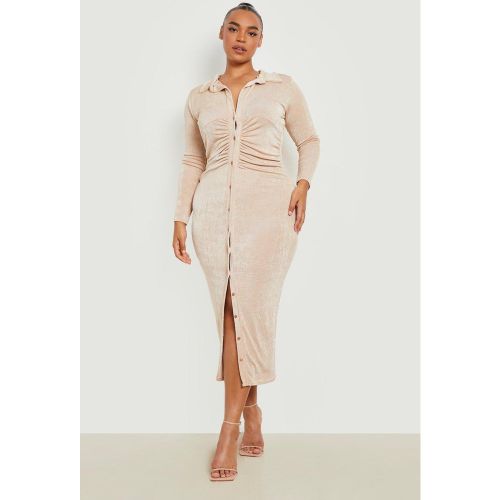 Grande Taille - Robe Chemise Soyeuse - 56 - boohoo - Modalova