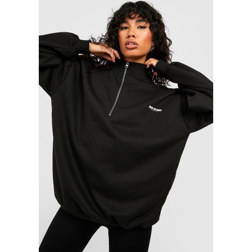 Sweat À Col Zippé Et Slogan - S - boohoo - Modalova
