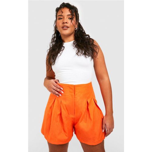 Grande Taille - Short Plissé En Lin - 44 - boohoo - Modalova