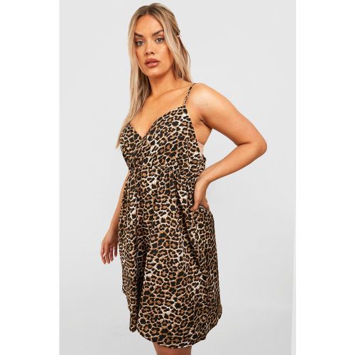 Grande Taille - Robe Léopard À Bretelles Fines - 46 - boohoo - Modalova