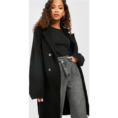 Manteau Croisé Long Effet Laine - 44 - boohoo - Modalova