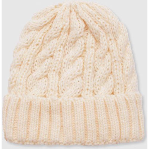 Bonnet Épais Crème En Maille Torsadée - One Size - boohoo - Modalova