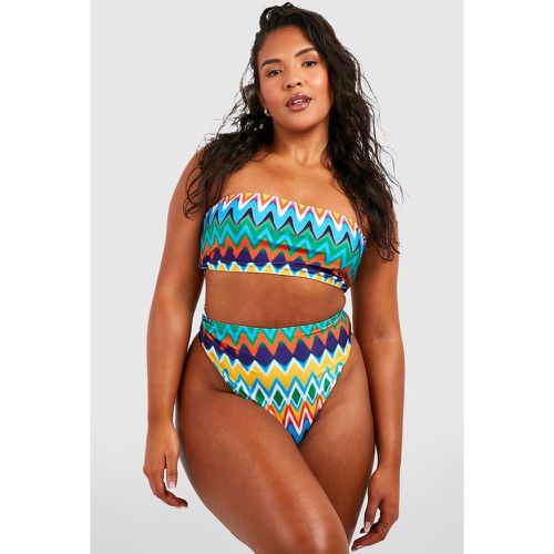 Grande Taille - Bikini Bandeau À Imprimé Aztèque - 56 - boohoo - Modalova