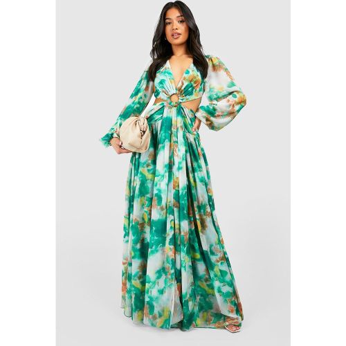Petite" - Robe Longue Fleurie Découpée - 40 - boohoo - Modalova