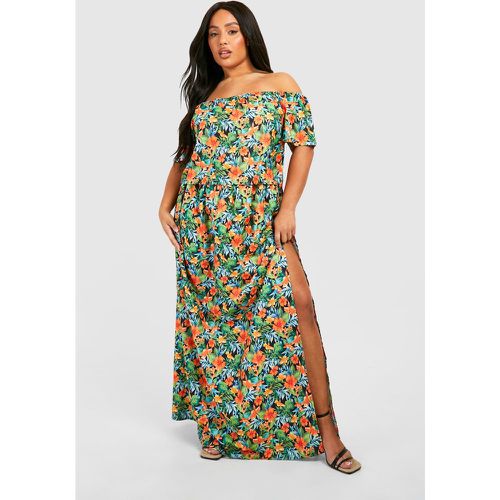 Grande Taille - Ensemble À Imprimé Tropical Avec Top Et Jupe - 52 - boohoo - Modalova