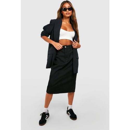 Jupe Mi-Longue Taille Haute En Jean Stretch - 34 - boohoo - Modalova