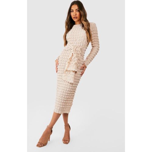 Robe Mi-Longue Texturée À Ceinture - 36 - boohoo - Modalova