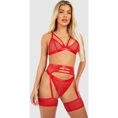 Ensemble De Lingerie En Mesh Avec Bralette Et String - L - boohoo - Modalova