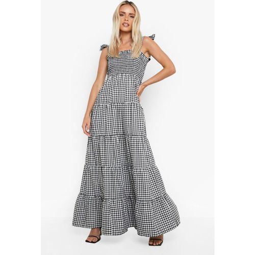 Petite" - Robe Longue À Franges Et Imprimé Vichy - 38 - boohoo - Modalova