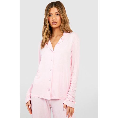 Pyjama En Jersey Avec Chemise Boutonnée À Manches Longues - 34 - boohoo - Modalova